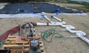 Geotube dewatering system before filling